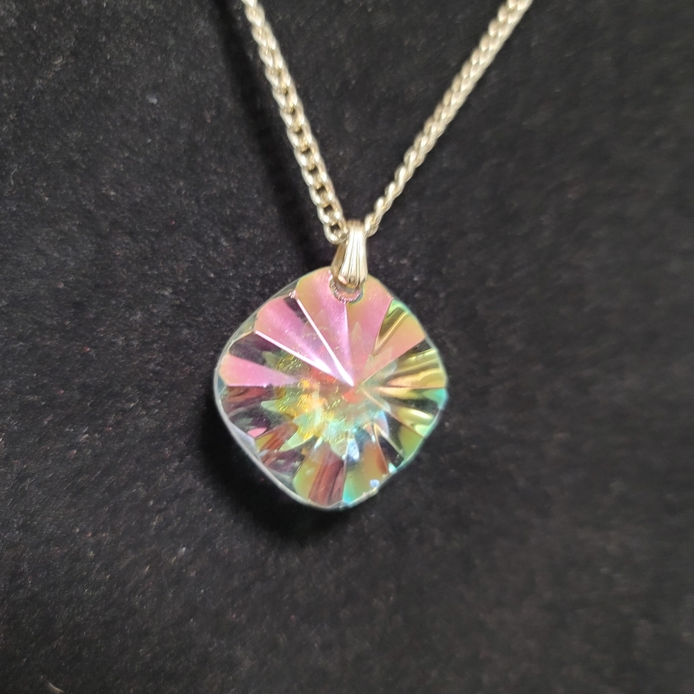 VINTAGE aurora crystal Germany sun necklace rare - Picture 12 of 15